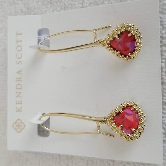 New Kendra Scott Framed Kendall Stone Drop Earrings - Picture 3 of 7